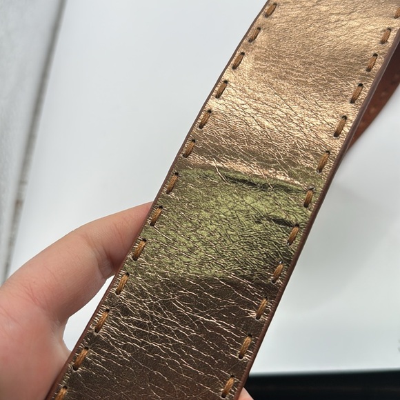 Michael Michael Kors Reversible Brown Leather Belt Gold Buckle Womens M Boho - Picture 8 of 12